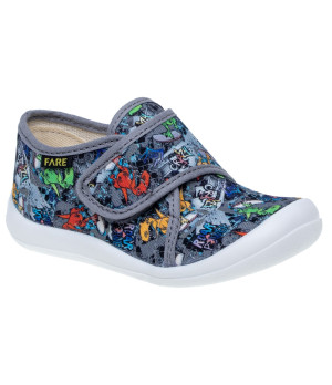 FARE KLASIK Dětské papuče na suchý zip šedé