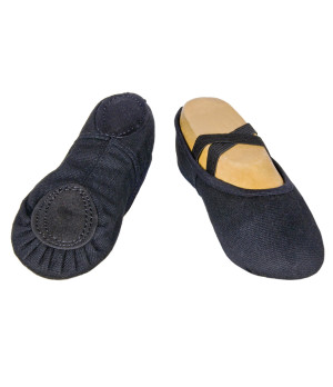 Baletní a taneční piškoty textil VERA - dělená podešev - černé